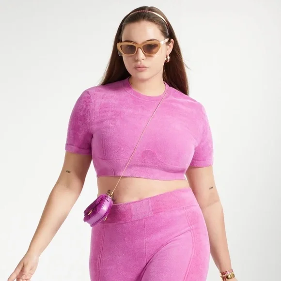 Fendi x Skims VELVET KNIT CROP TOP Color COLORADO size 42